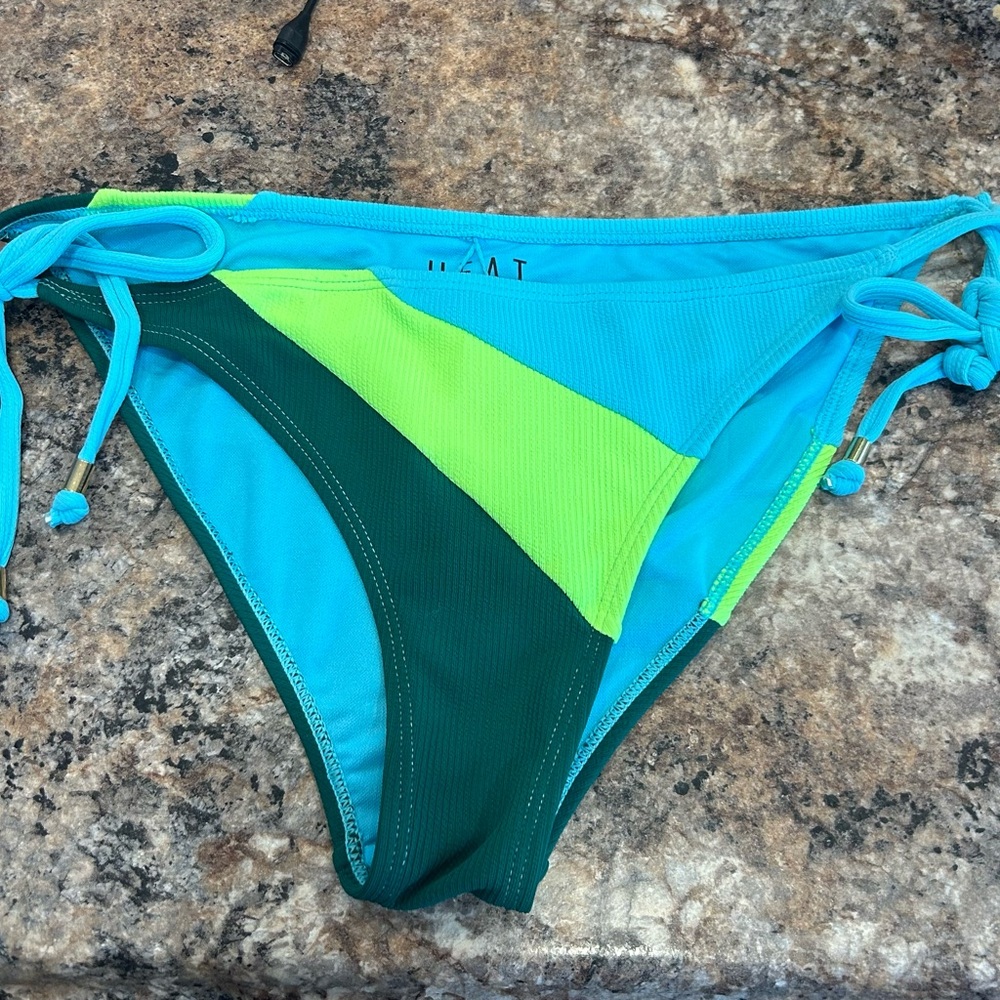 HEAT Women's Vibrant Bikini Bottom - Aqua and Lime